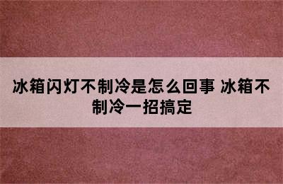 冰箱闪灯不制冷是怎么回事 冰箱不制冷一招搞定